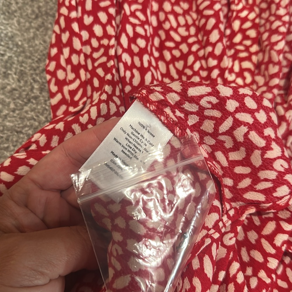 Talbots Red and White Short-Sleeve Printed Midi Shirt Dress - Picture 8 of 8
